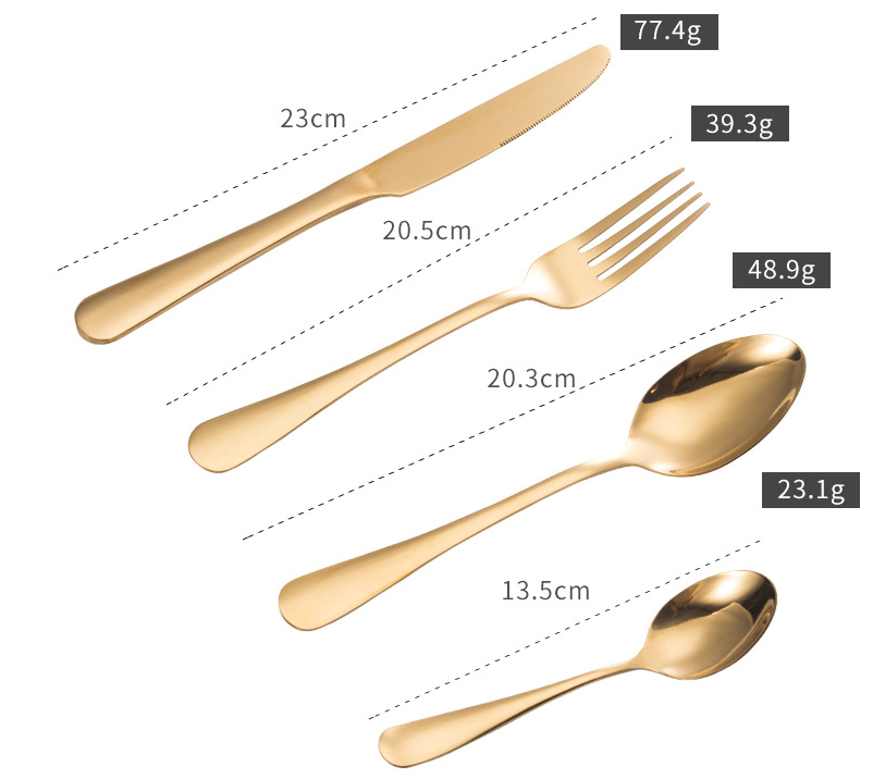Gold Plated Stainless Steel Cutlery Set - Set of Four
