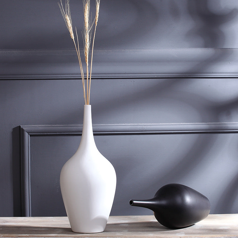 Flower Décor Ceramic White Tall Vase - Home Shopping List
