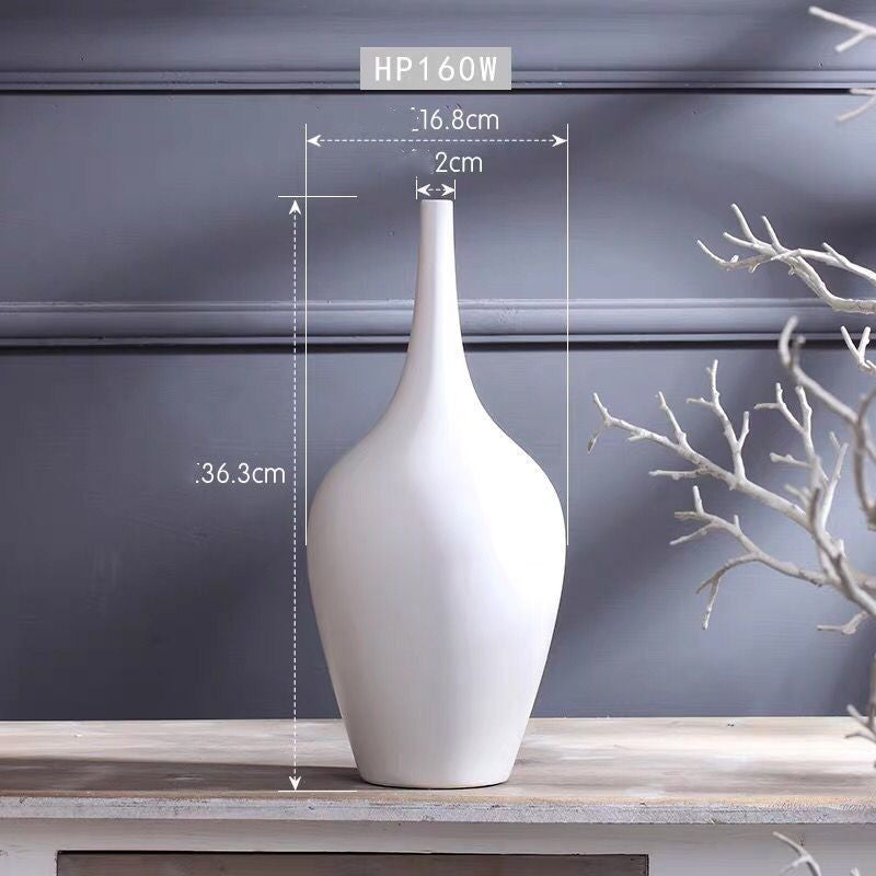 Flower Décor Ceramic White Tall Vase - Home Shopping List