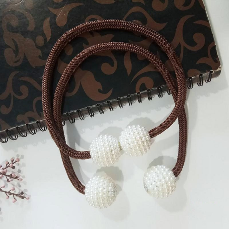 Magnetic Curtain Tiebacks with Pearl Beads