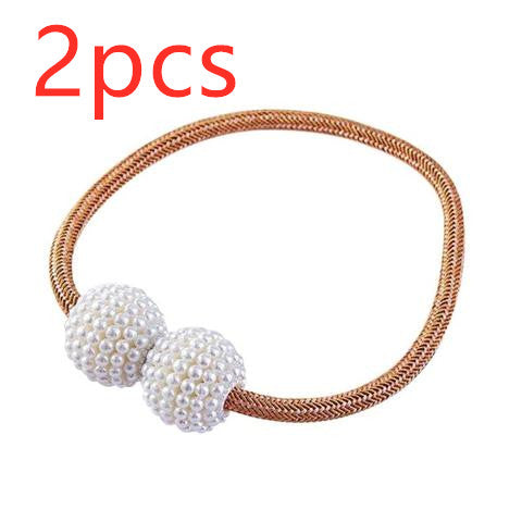 Magnetic Curtain Tiebacks with Pearl Beads