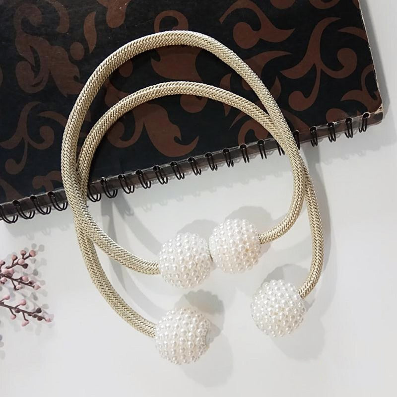 Magnetic Curtain Tiebacks with Pearl Beads