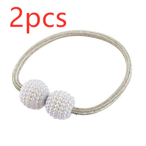 Magnetic Curtain Tiebacks with Pearl Beads