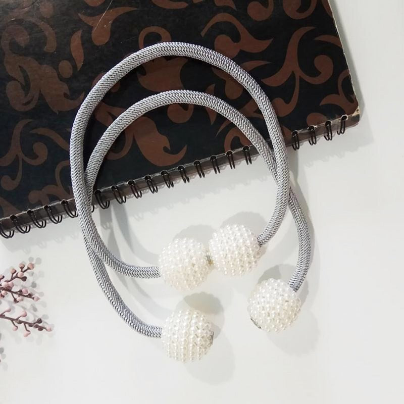 Magnetic Curtain Tiebacks with Pearl Beads