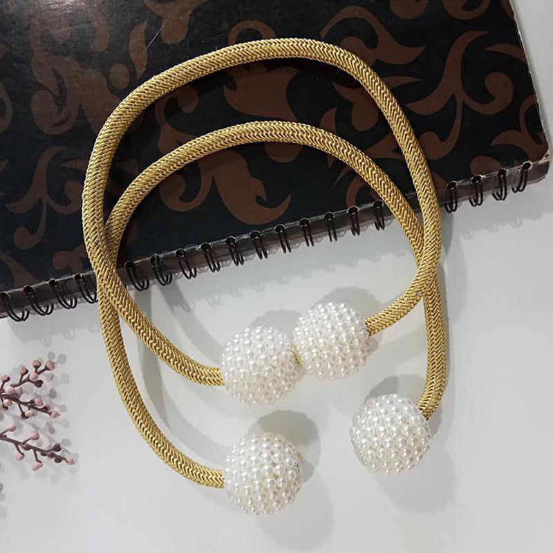 Magnetic Curtain Tiebacks with Pearl Beads